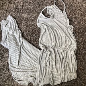 Grey&White stripe maxi dress